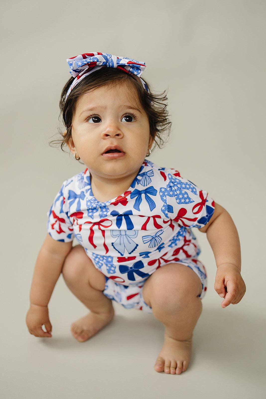 4th of July Bamboo Shorts Set | Red-White & Bows