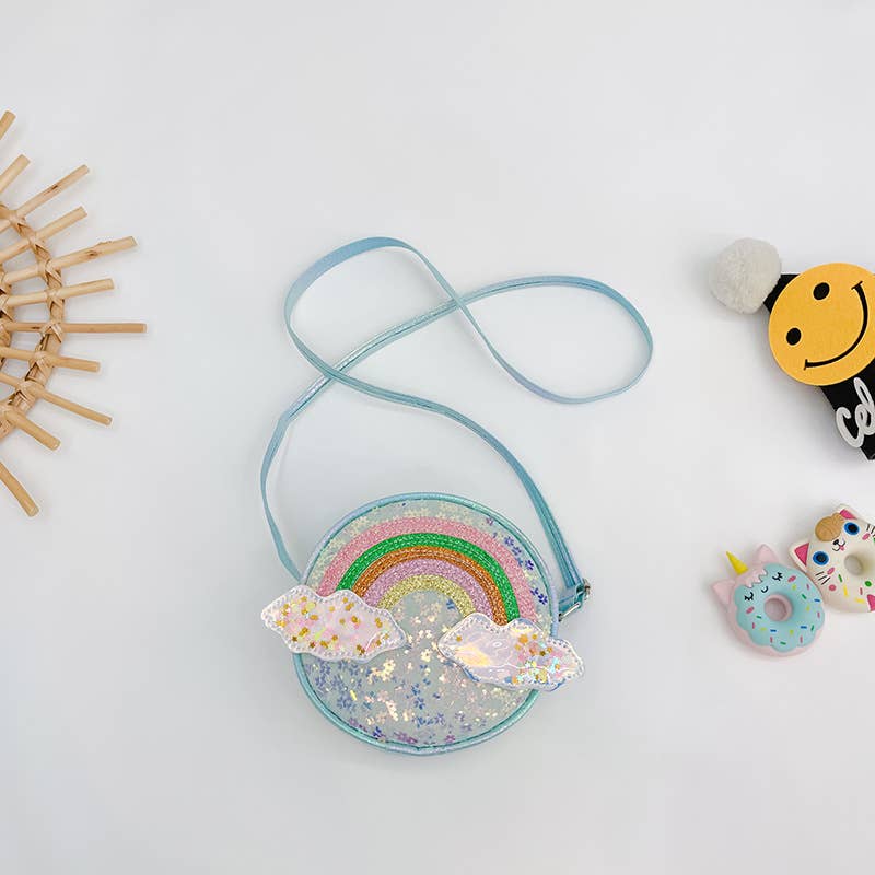 Girls Rainbow Sequined Crossbody Bag small Coin Purse