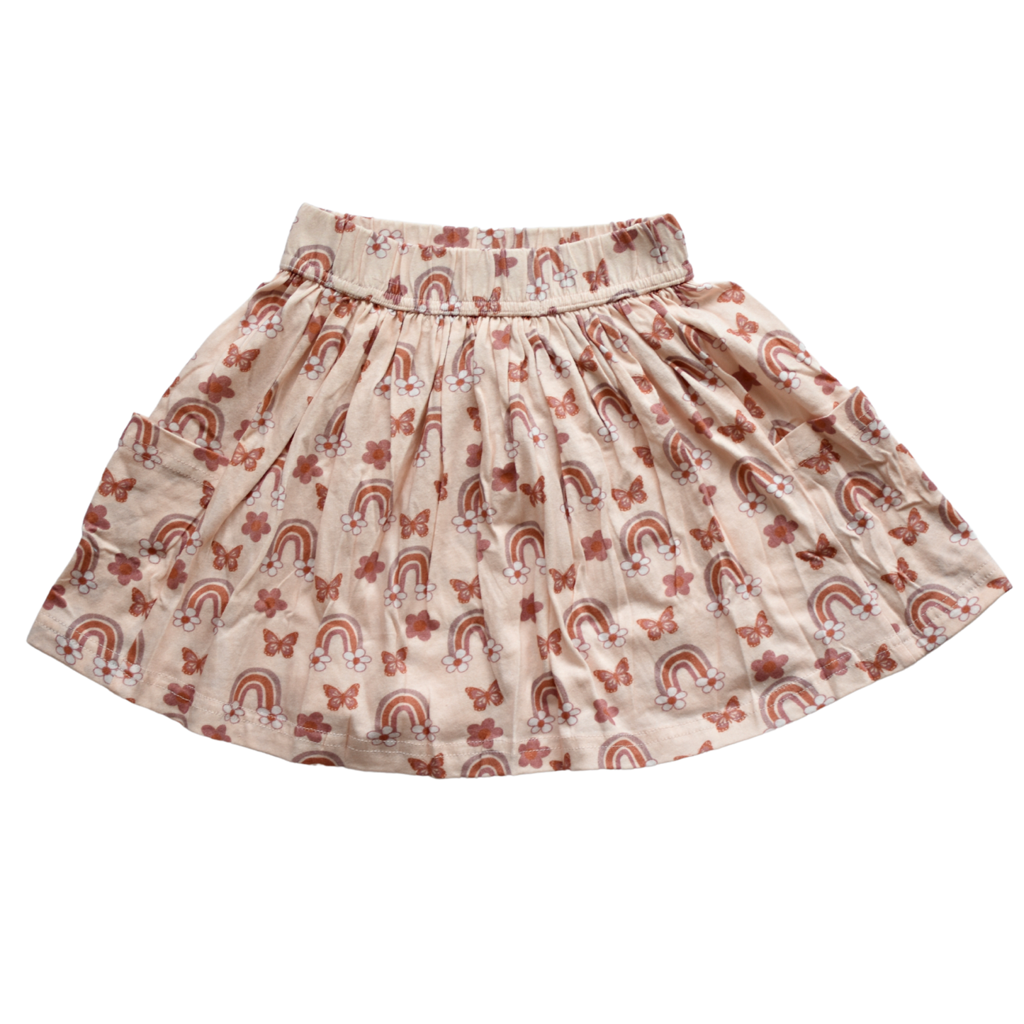 Girls Pocket Skirt Pink Butterflies