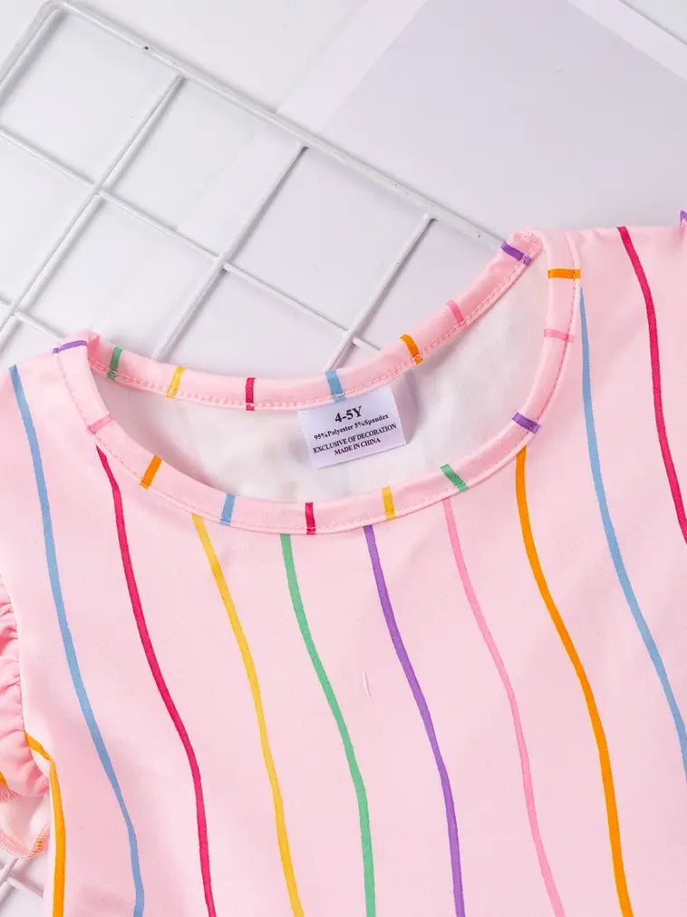 Back to School dress Colorful Crayon Stripe twirl Dress