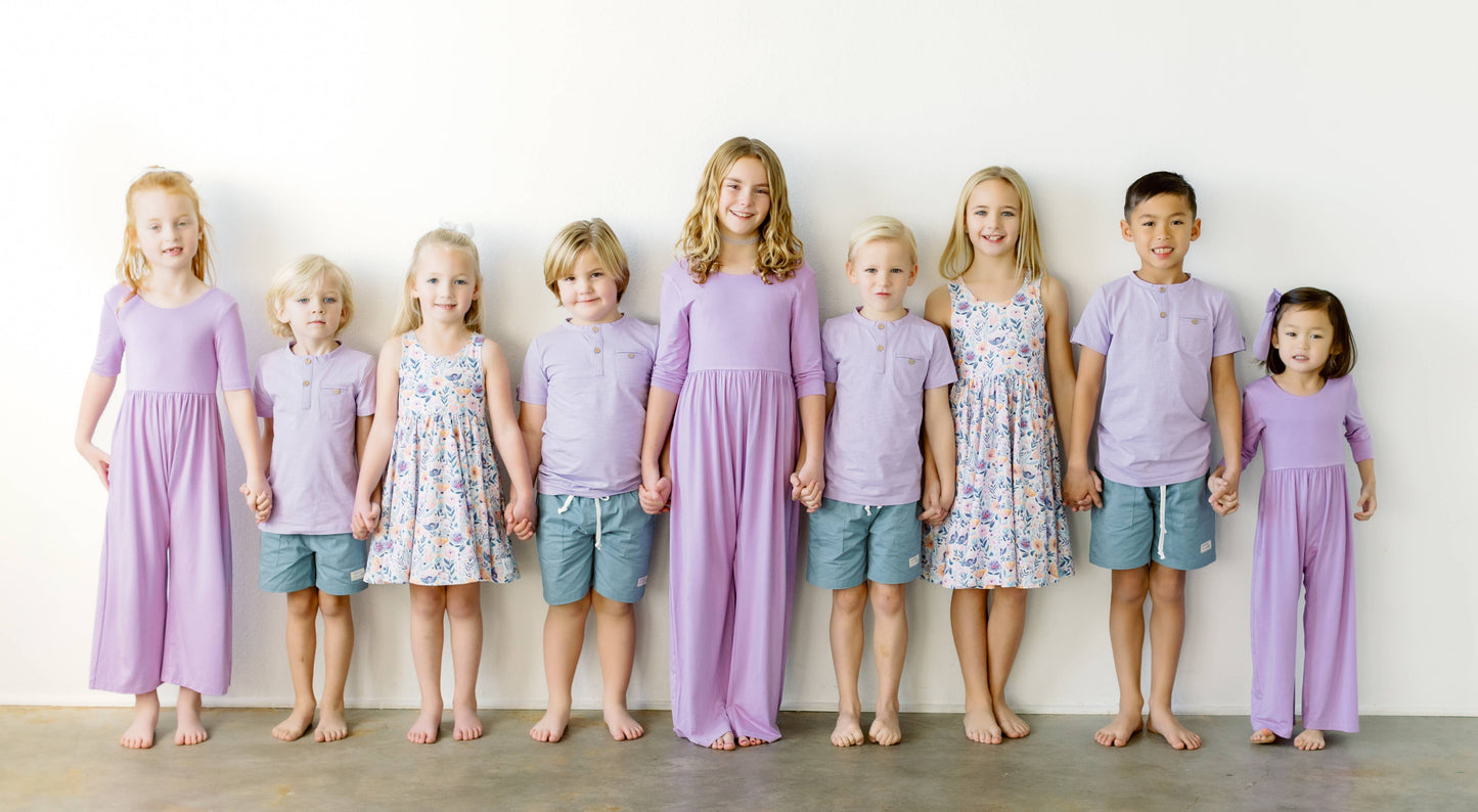 Boys Lavender Short Sleeve Shirt, Soft, Buttons