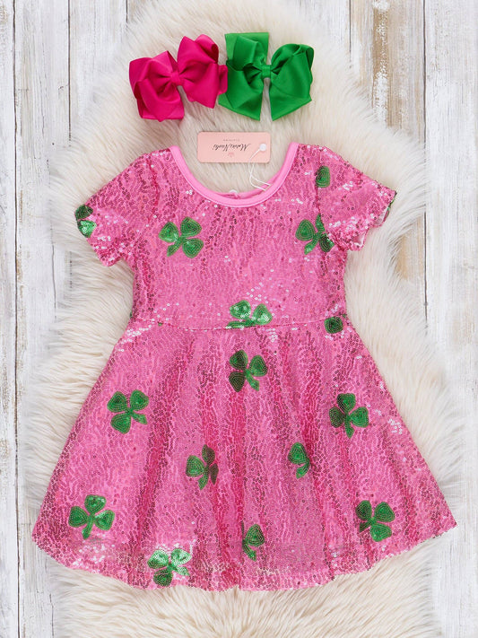 Pink Sequin Shamrock Dress