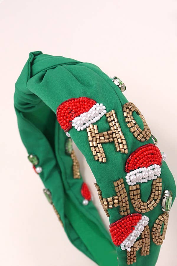 HO HO HO CHRISTMAS HOLIDAY SEED BEAD HEADBAND