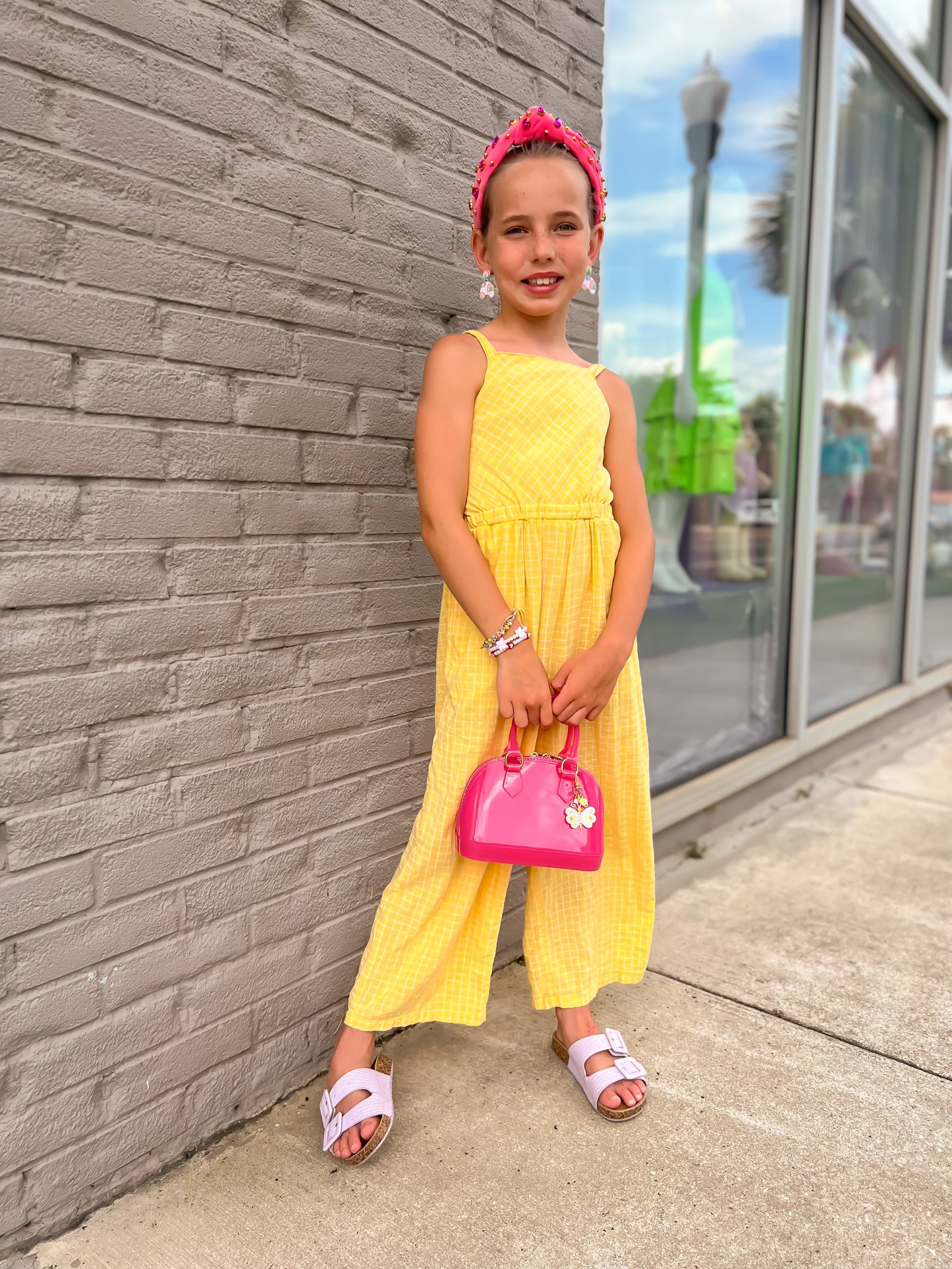 Yellow Plaid Jumpsuit for girls