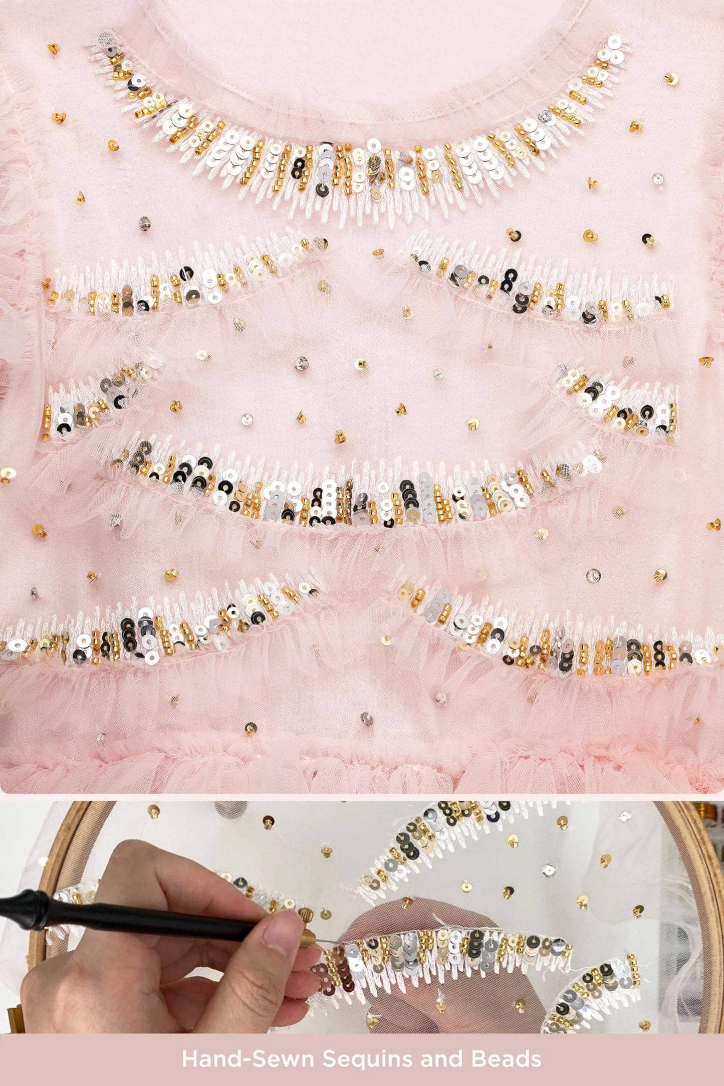 Delightful Flutter Sleeve Tulle Dress in Blush