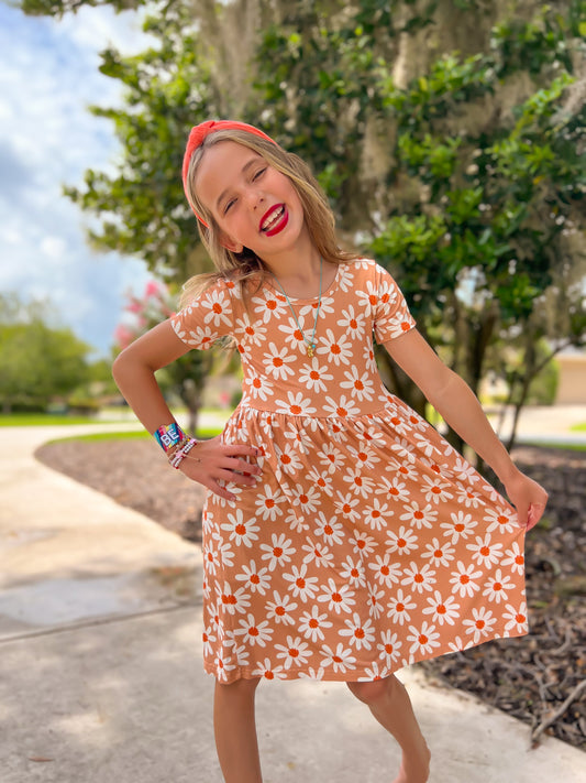 Boho Daisy Bamboo Short Sleeve Dress