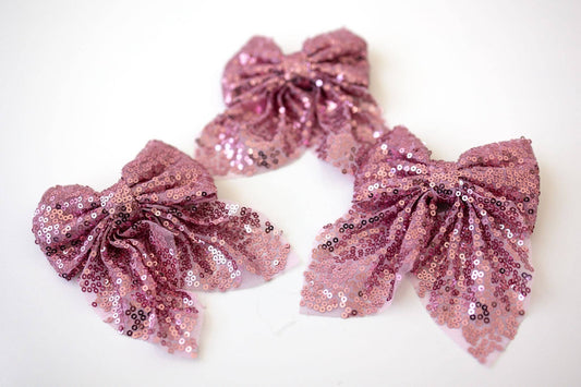 Pink Sequin Hair Bow