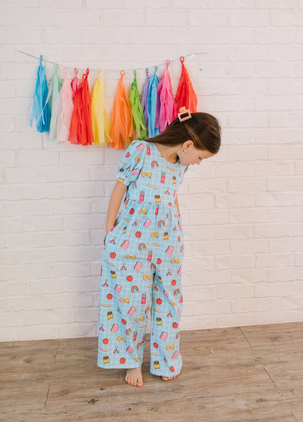 Puff Leggy Romper in Back To School Print