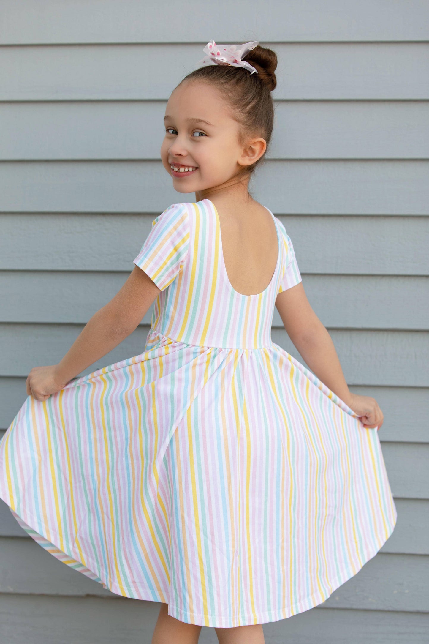 Classic Twirl Dress in Pastel Stripe