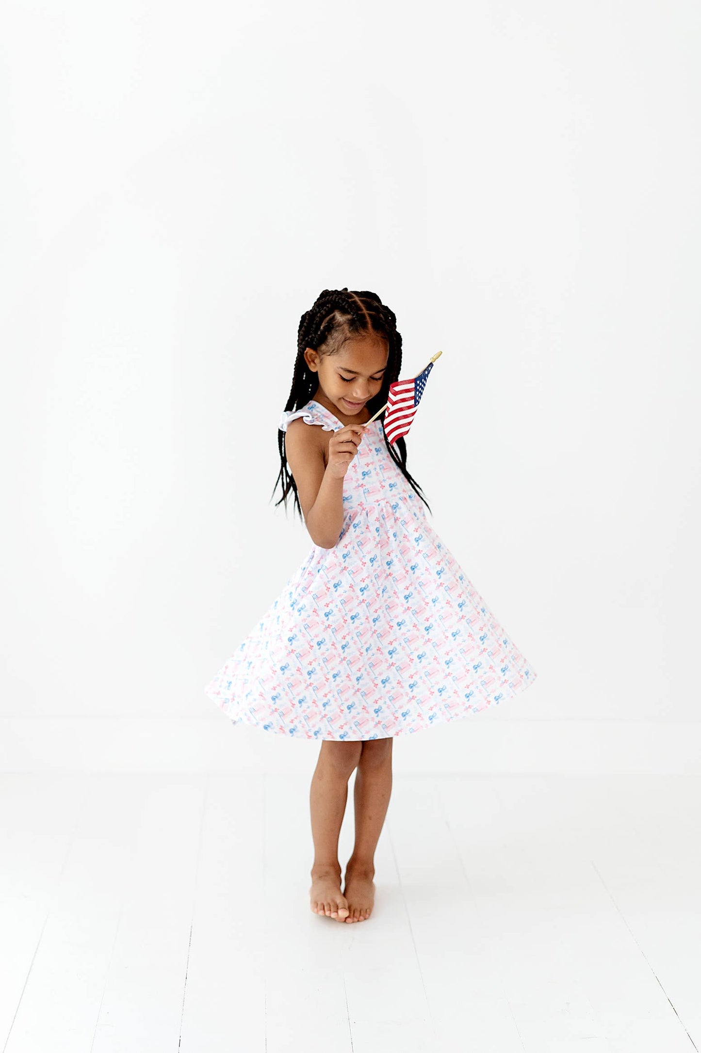 Rosita Dress in Patriotic Flags| Pocket Twirl Dress