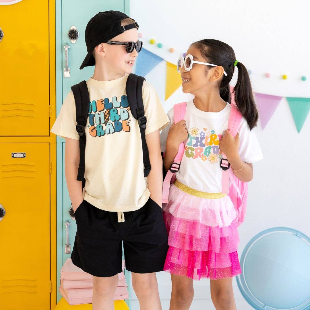 Third Grade Retro Short Sleeve T-Shirt - Back To School