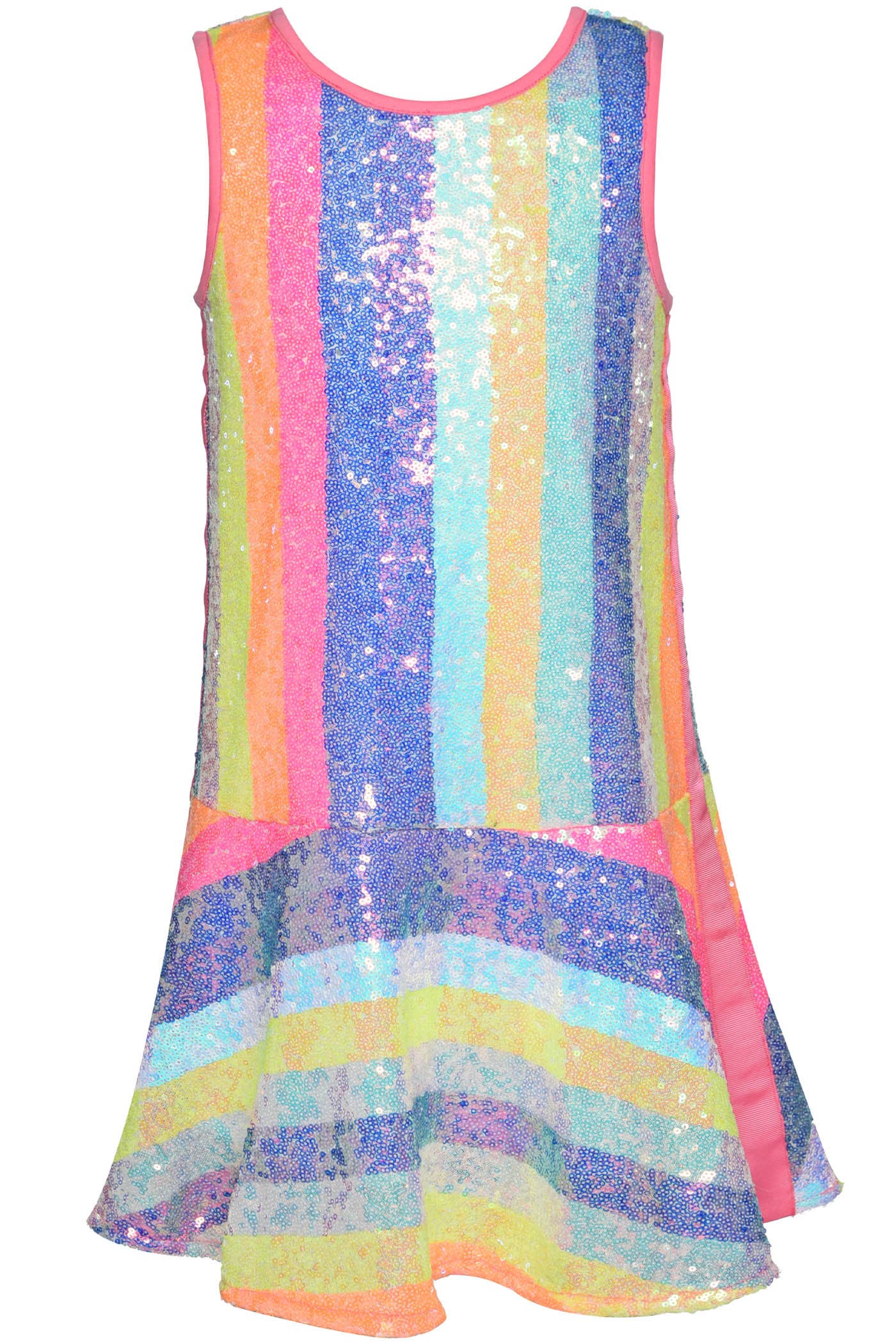 MULTI COLOR SEQUIN DRESS WITH SIDE TAPE TRIM