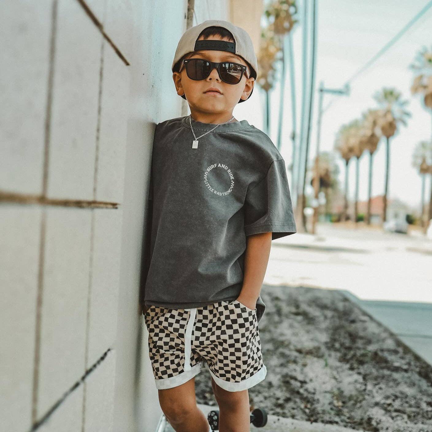 Boys Clothes Check Ya Later Shorts Beige Black