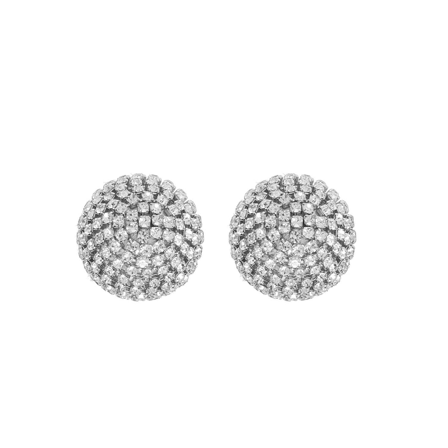 Rhinestone Pave Sphere Disco Ball Stud Earrings