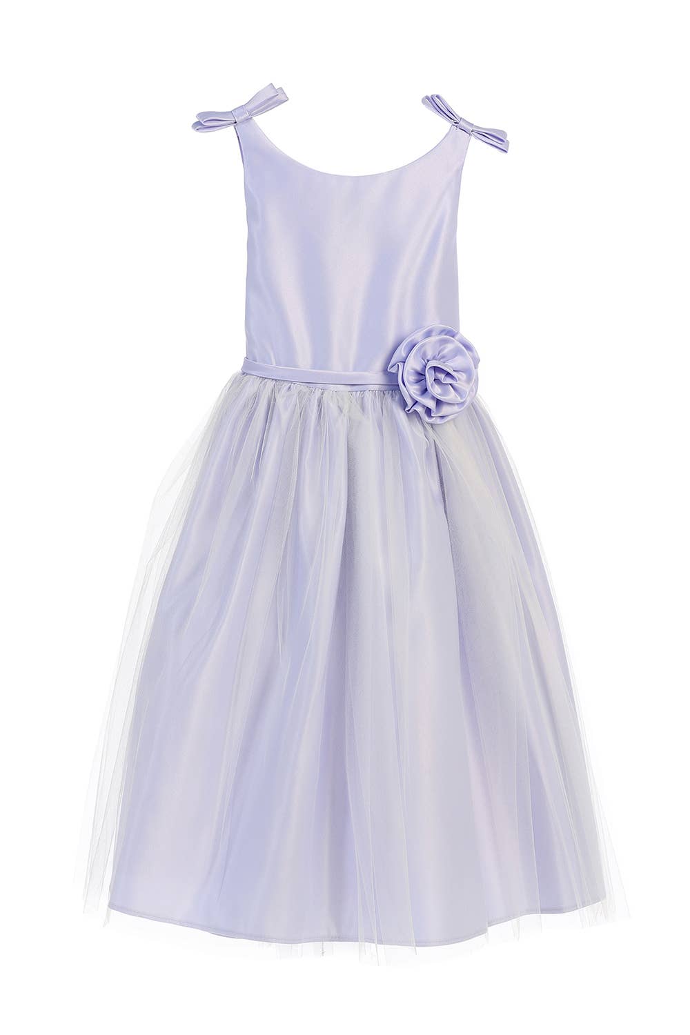 Satin & tulle with double bow shoulder