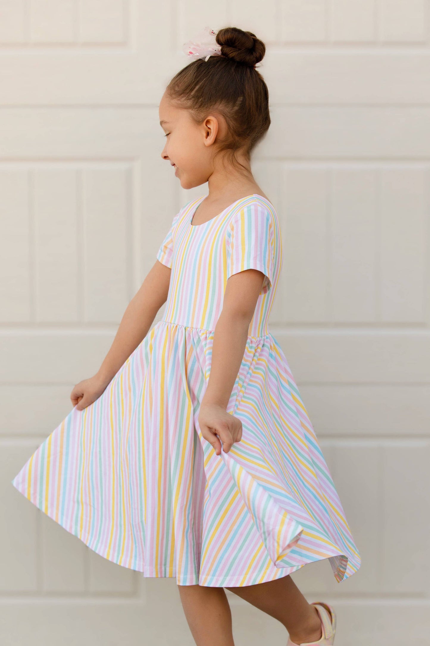 Classic Twirl Dress in Pastel Stripe