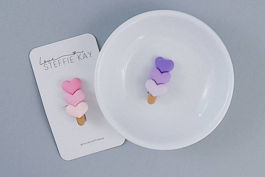 Acrylic Hair Clip | Heart Lollipop