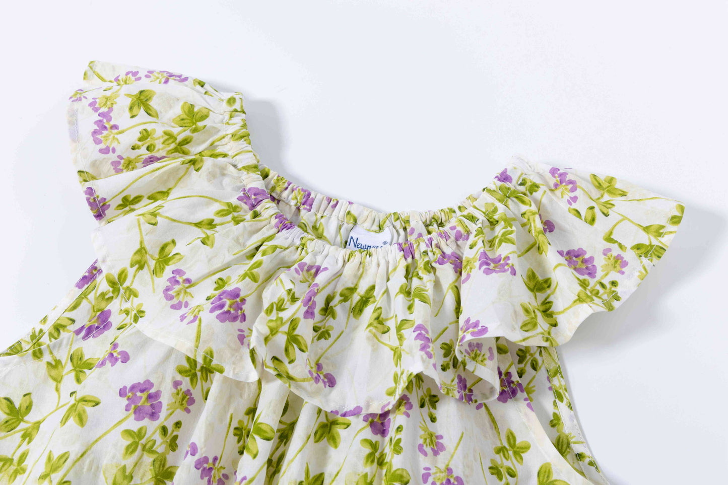Kids Round Neck Mauve Flowers Girl's Blouse