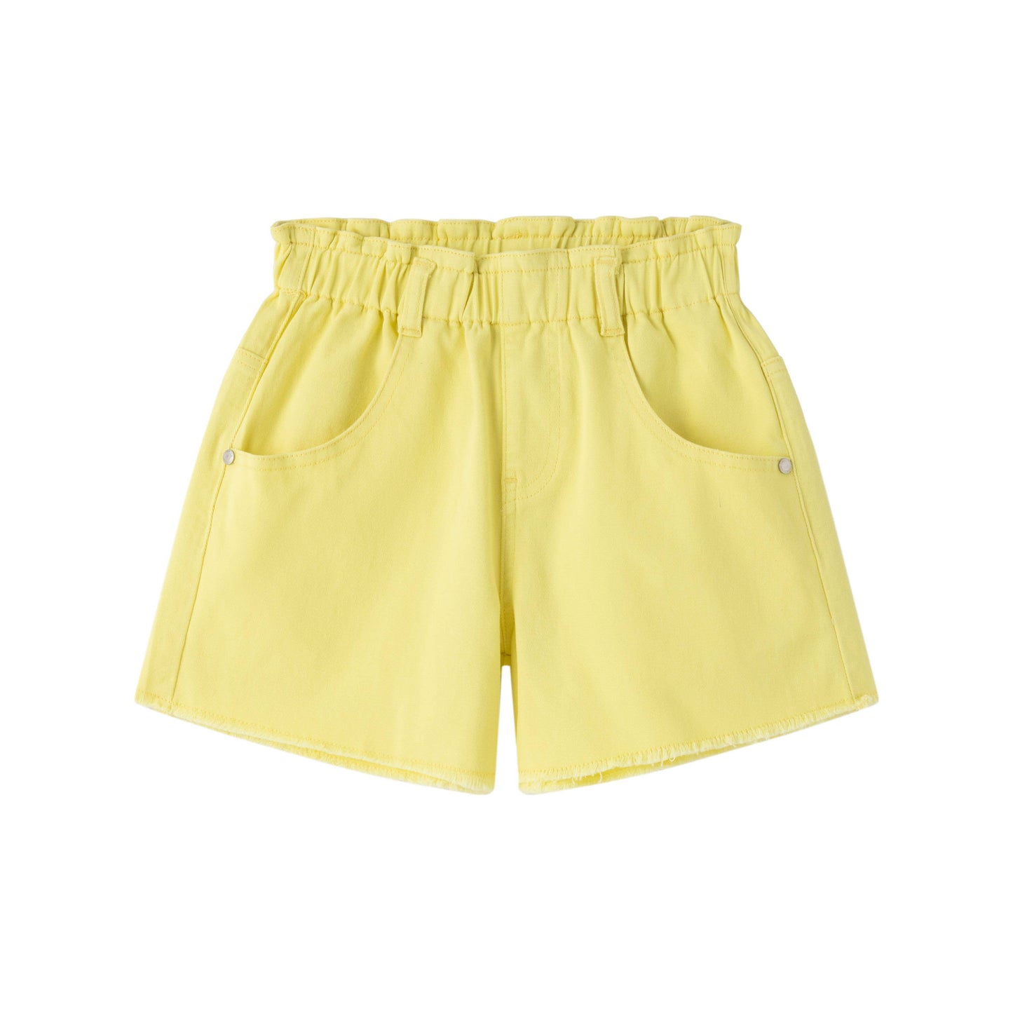 Elastic Ruffle Waist Denim Shorts
