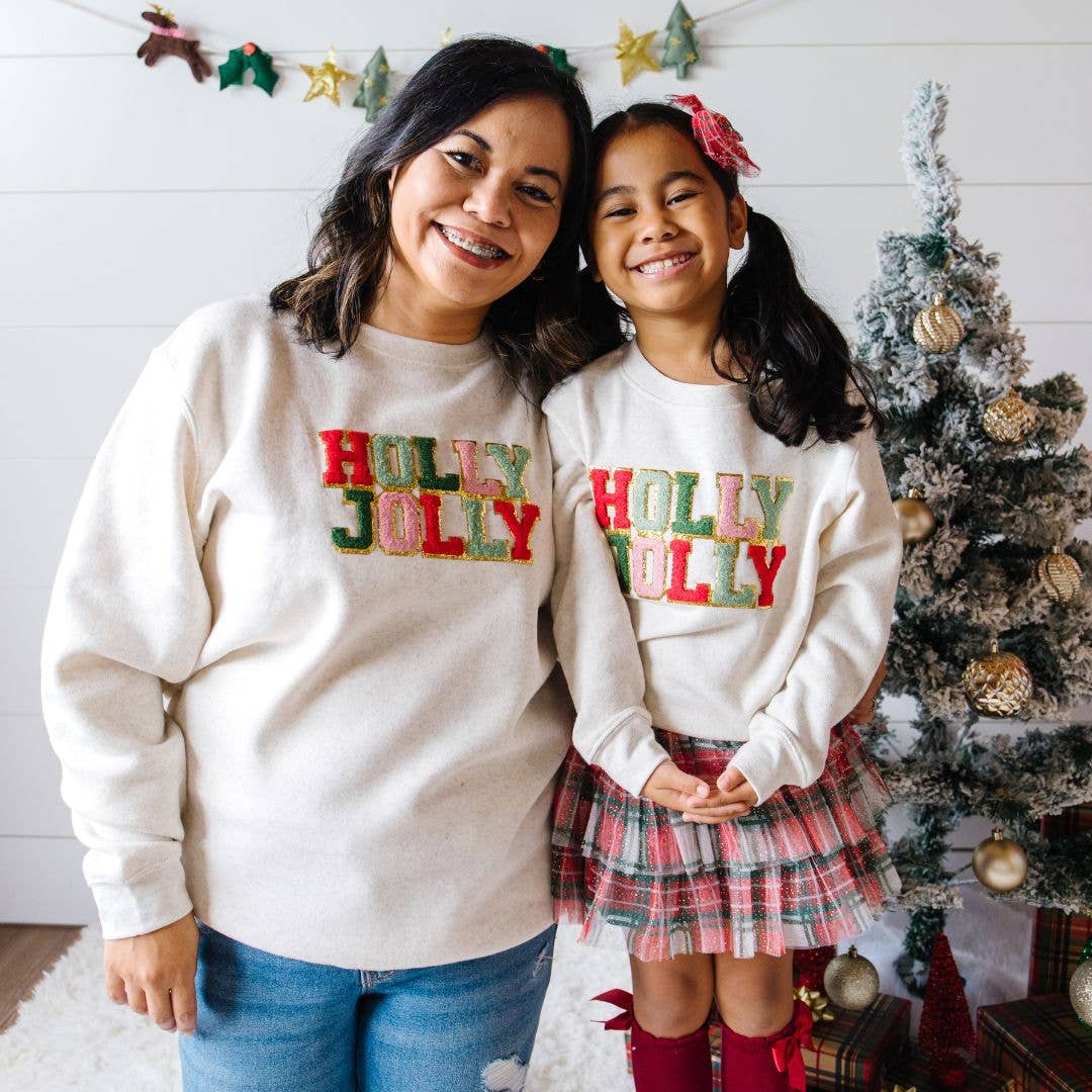 Holly Jolly Patch Christmas Adult Sweatshirt - Holiday