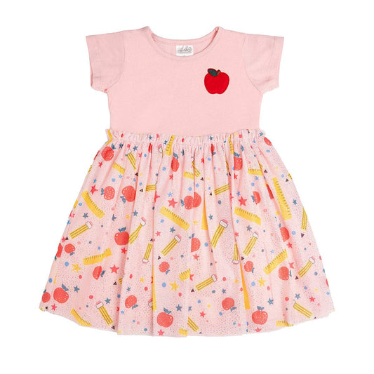 School Days Short Sleeve Tutu Dress - Kids Back To School