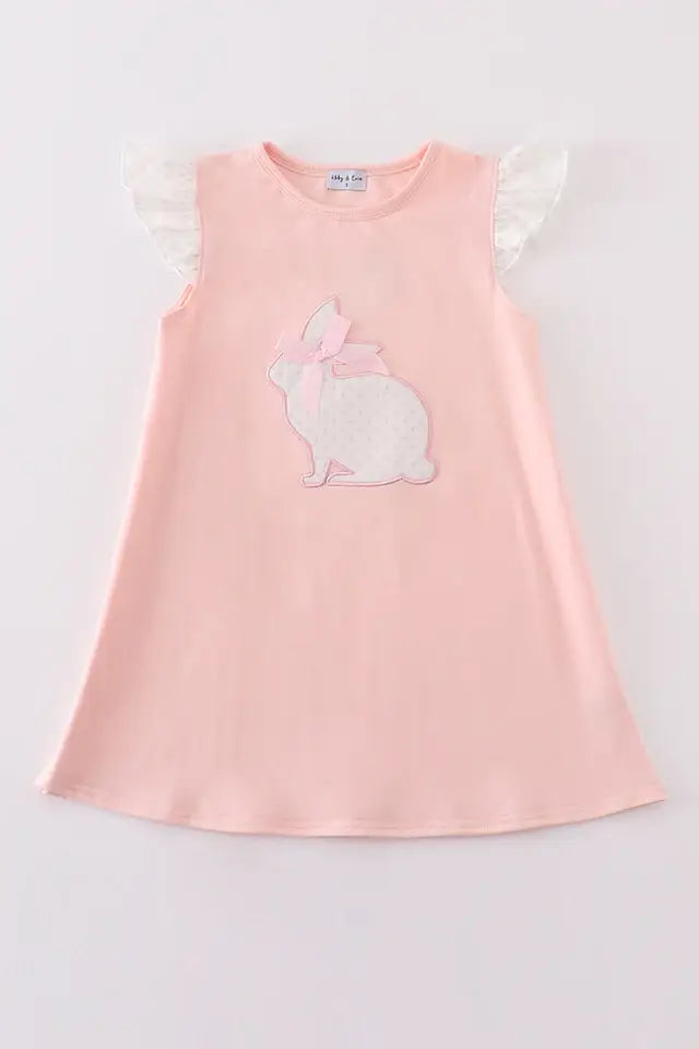 Pink easter bunny applique girl dress