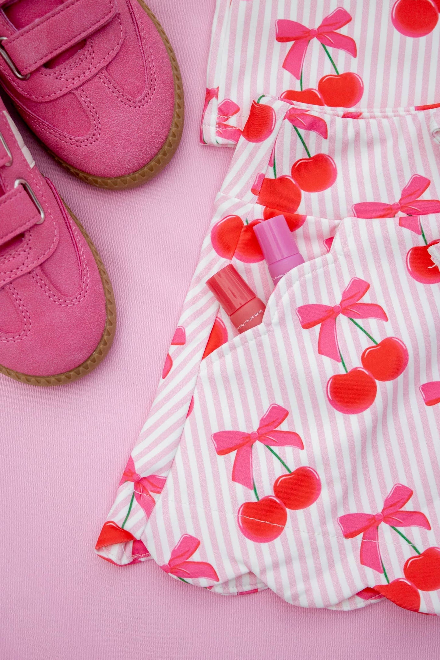 Scalloped Skirt Set- Cherry Pop