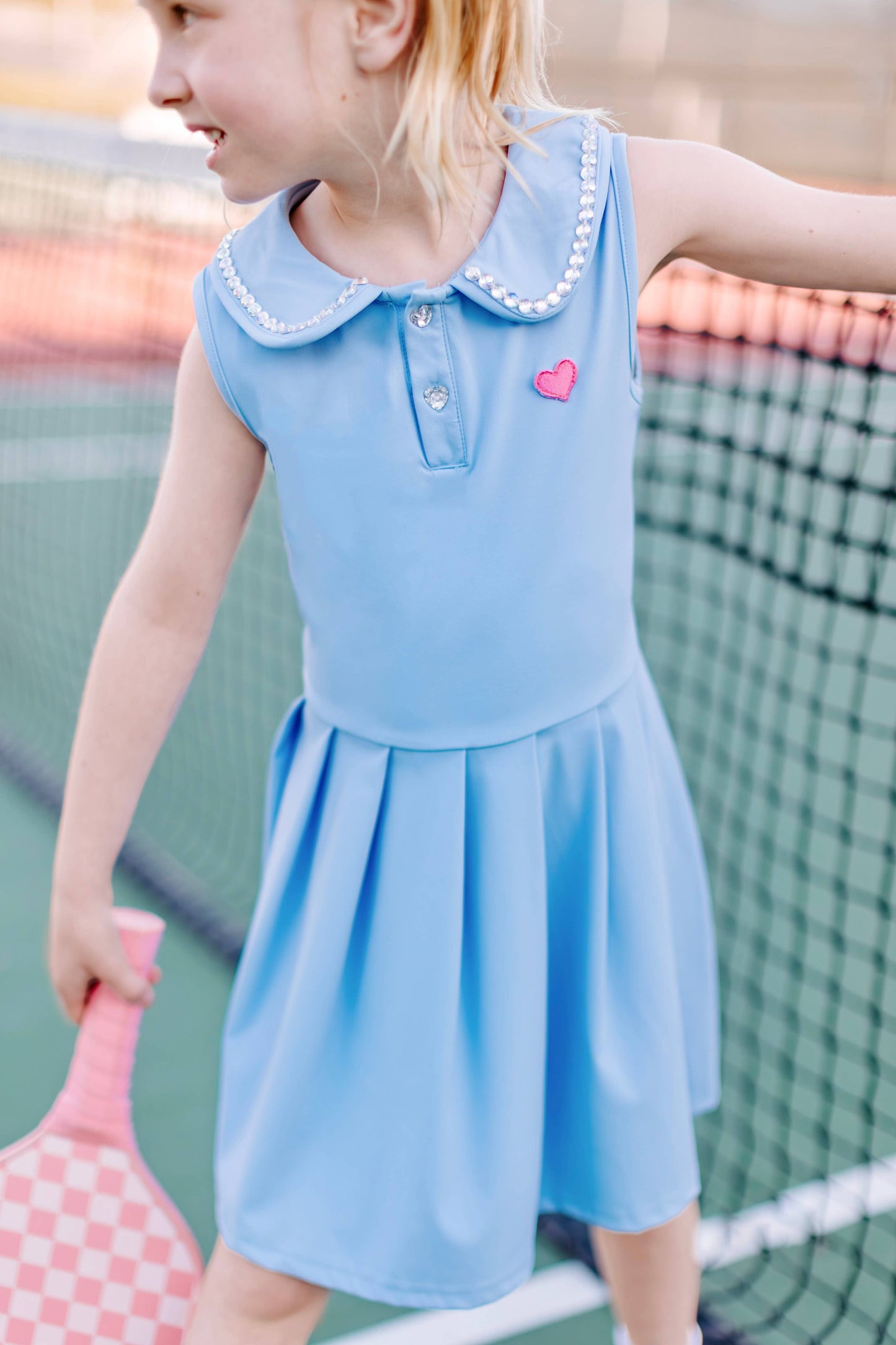 Girls Embellished Pleaded Athletic Golf Dress