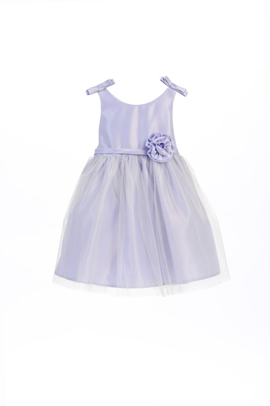 Satin & tulle with double bow shoulder