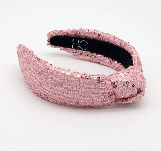 Pink Sequin Knotted Headband
