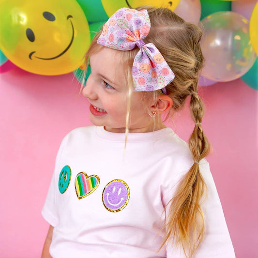 Smiley Face Tulle Bow Headband - Kids Spring Headband