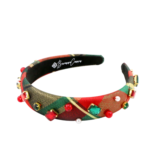 Thin Classic Christmas Shimmer Plaid Headband PRE-ORDER (Est. Ship 10/15)