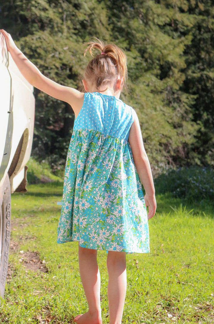Blue Flower & Polka Dot Dress