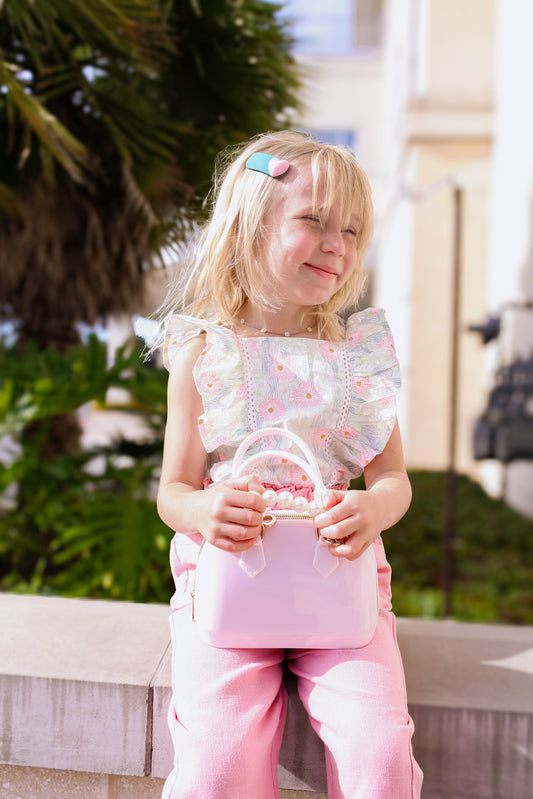 Cate Blush White Jelly Purse: Pearl Edition