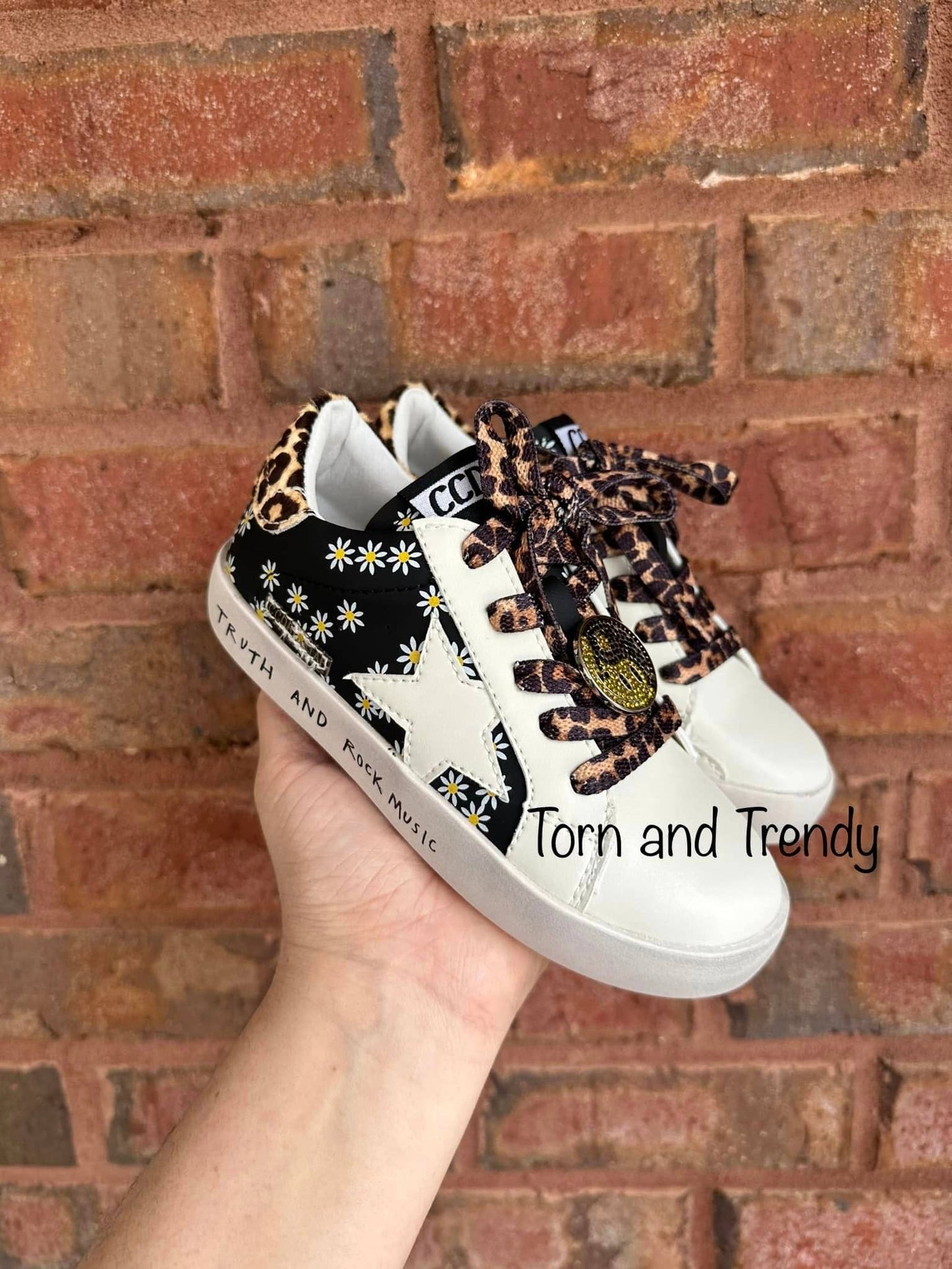 Navy and Floral Star Sneakers