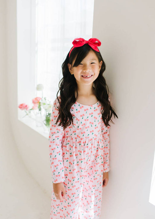 Long Sleeve Pant Romper in Cherries | girls Clothing