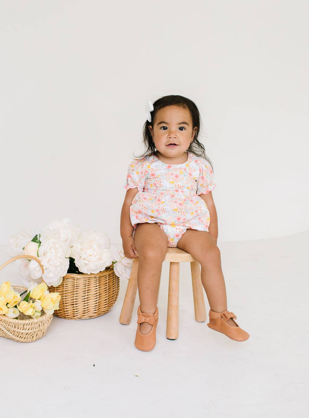 Quinn Poplin Romper in Bunny Field | baby clothing | Easter
