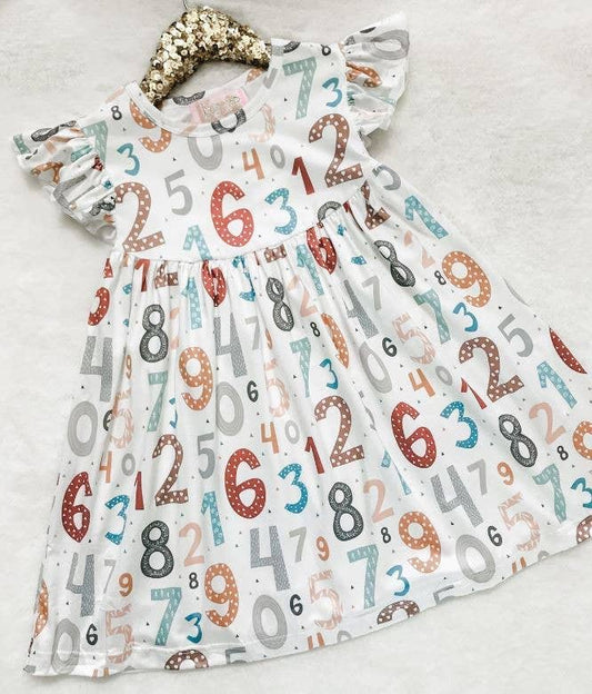 Girls Neutral Numbers Back To School Dress