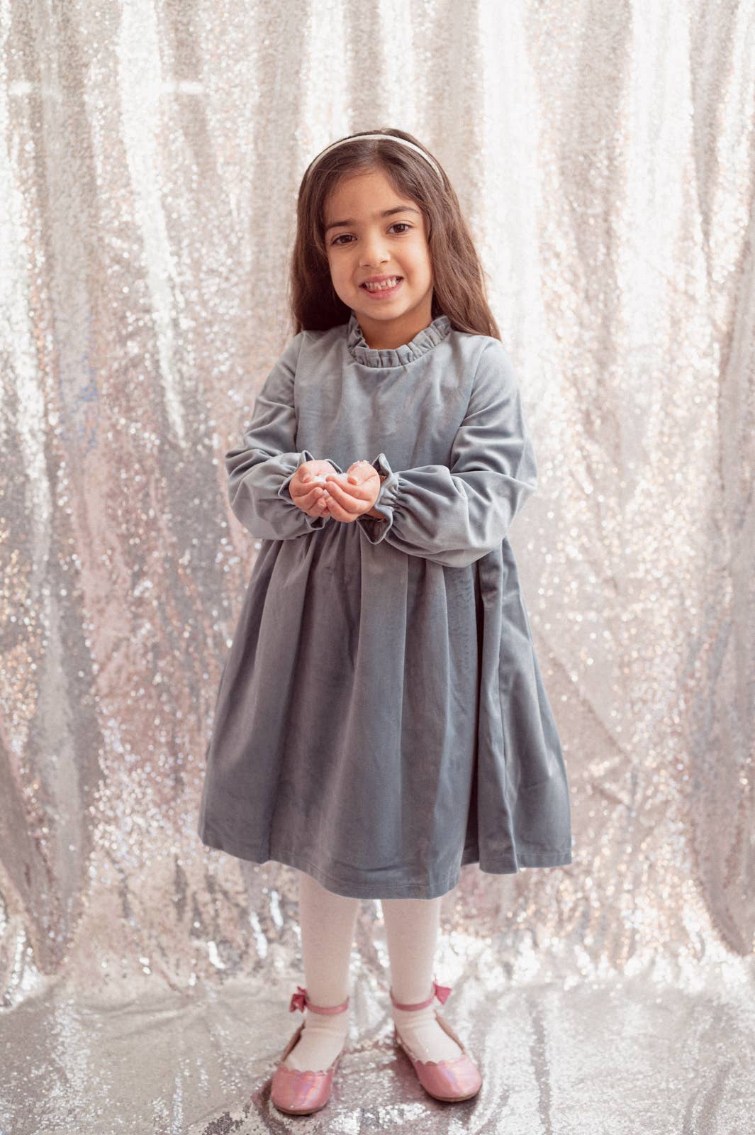 Blue Velvet Winter Dress for Baby Toddler Girls Christmas