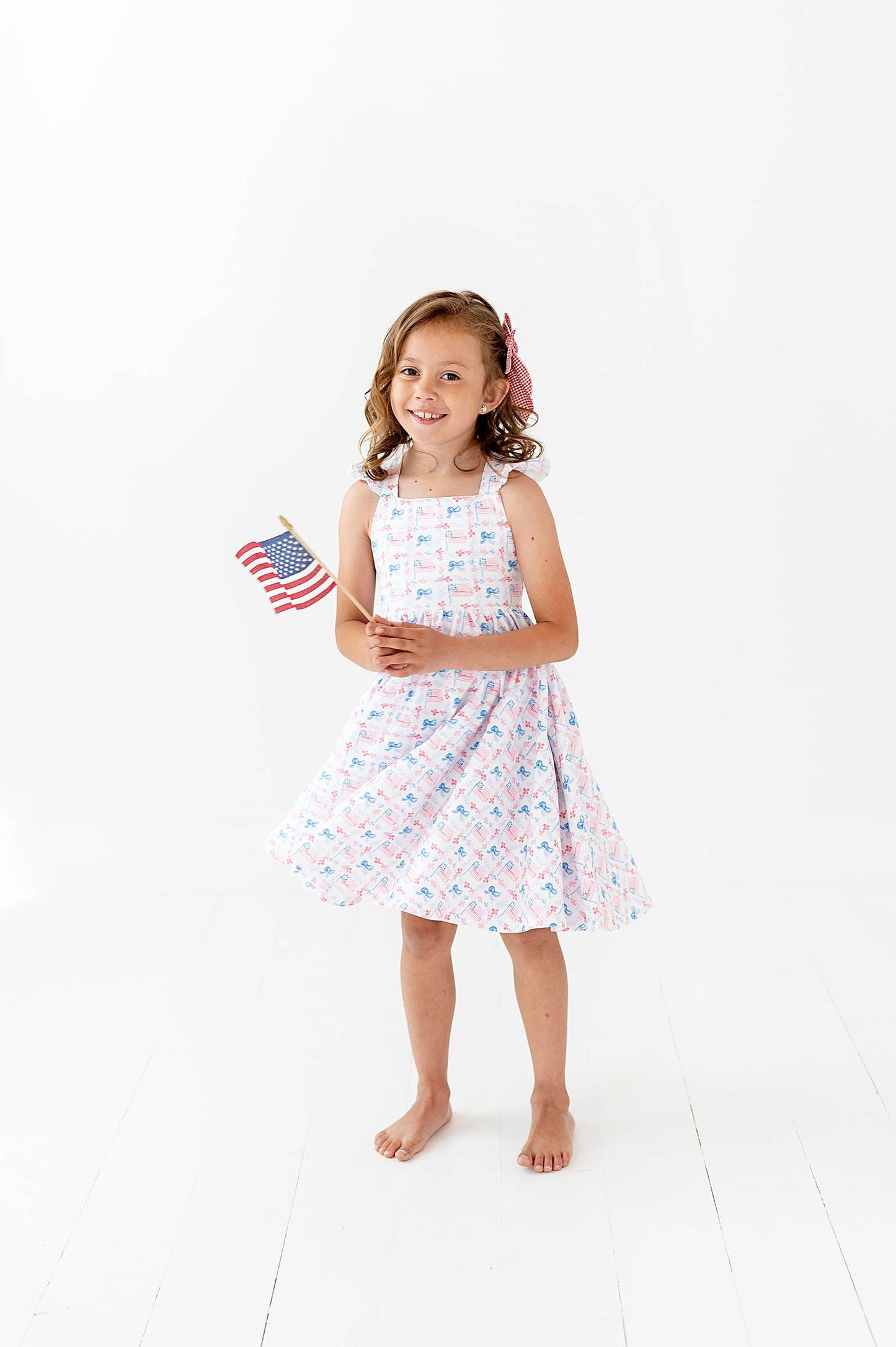 Rosita Dress in Patriotic Flags| Pocket Twirl Dress