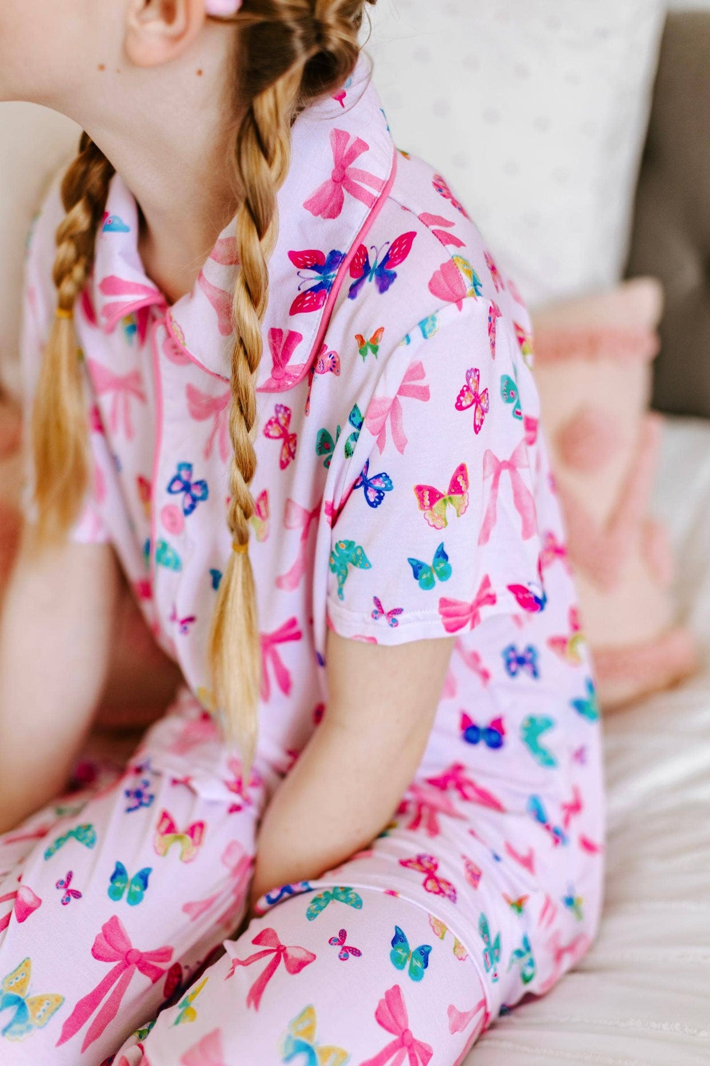 Bow and Butterfly Print Bamboo Feather PJs