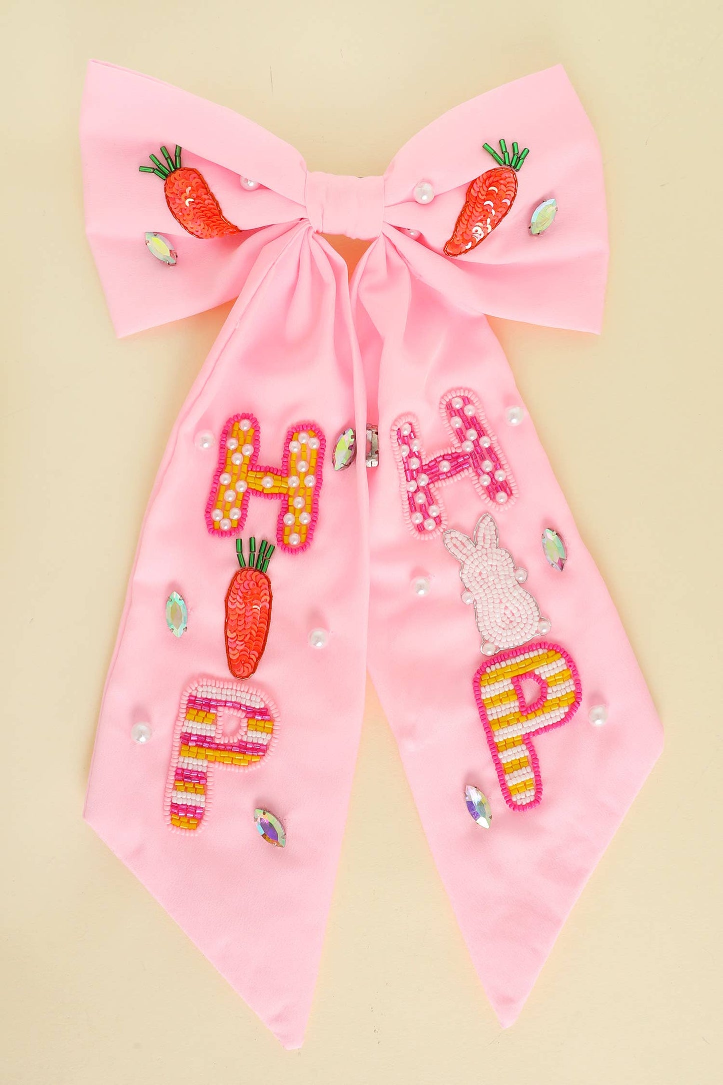Easter Themed Jeweled Bow Barrette Hair Clip
