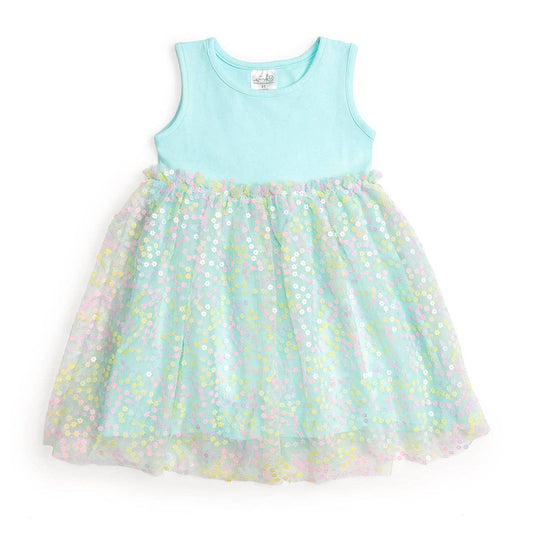 Robin's Egg Blue Confetti Flower Dress - Kids Easter Dress