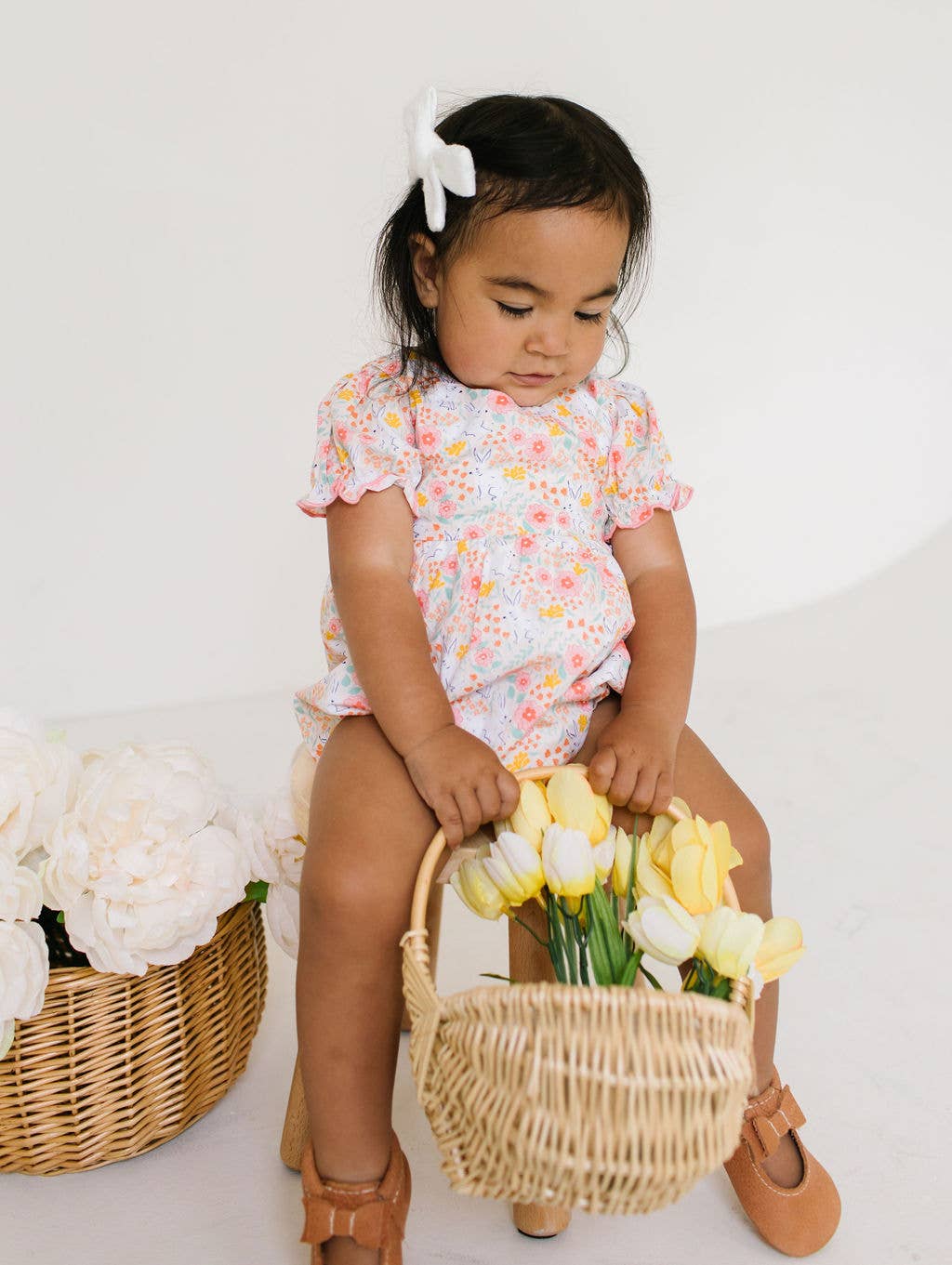 Quinn Poplin Romper in Bunny Field | baby clothing | Easter
