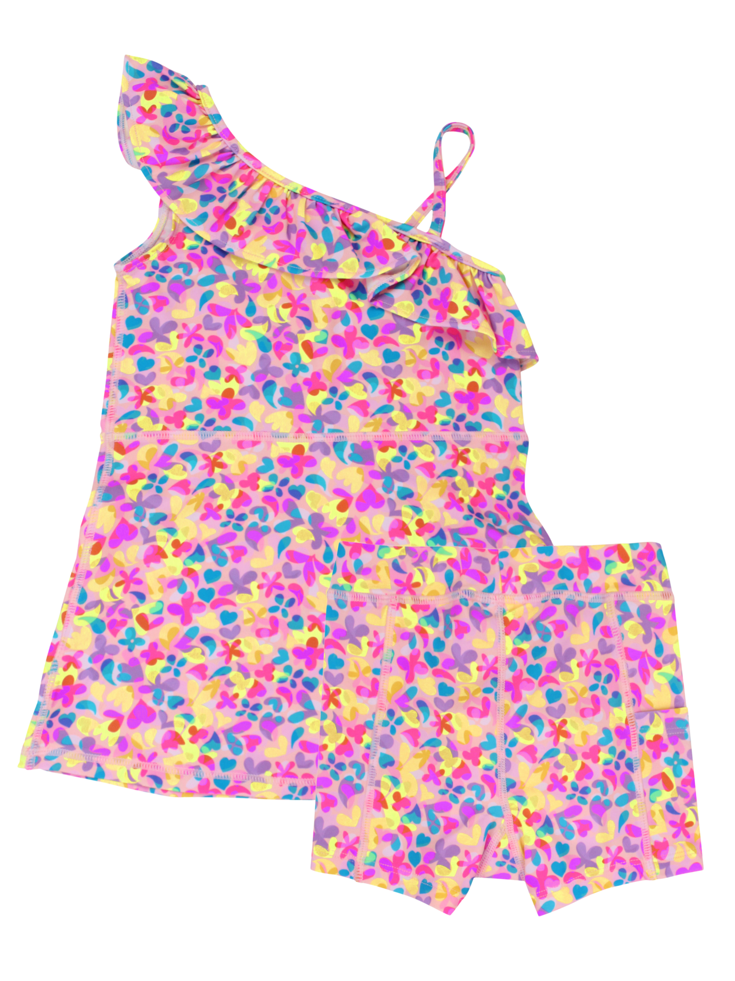 Girls Vibrant Neon Active Tennis Dress & Bike Short Set