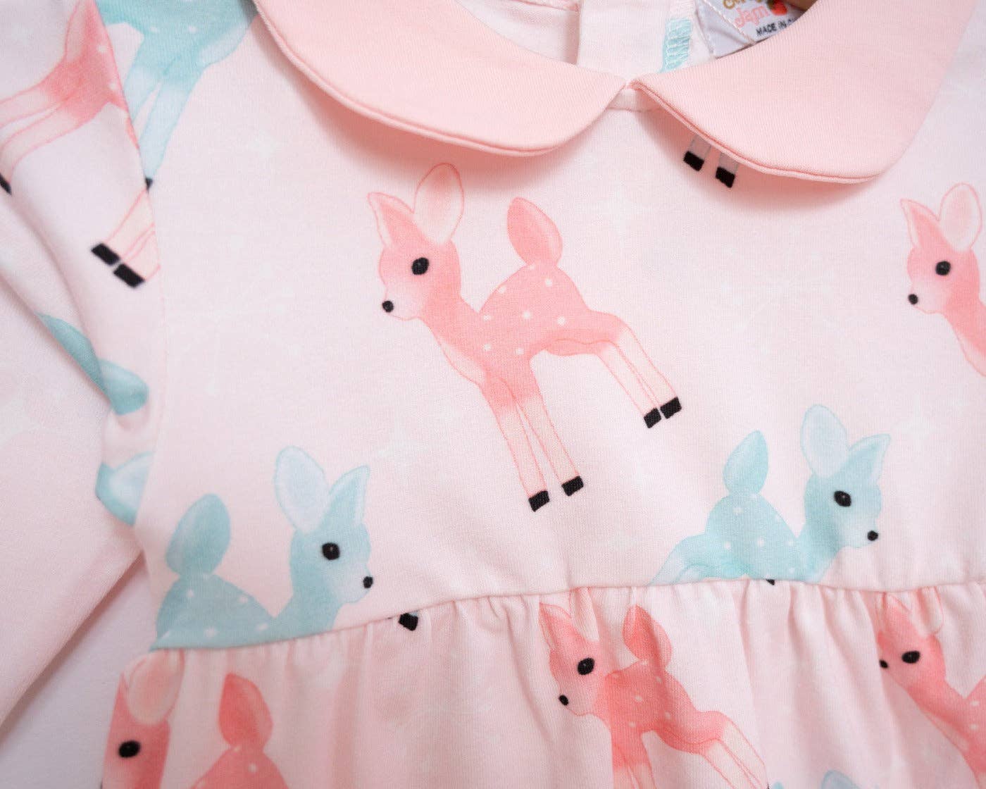 Retro Pink Reindeer Girls Christmas Romper Vintage Style