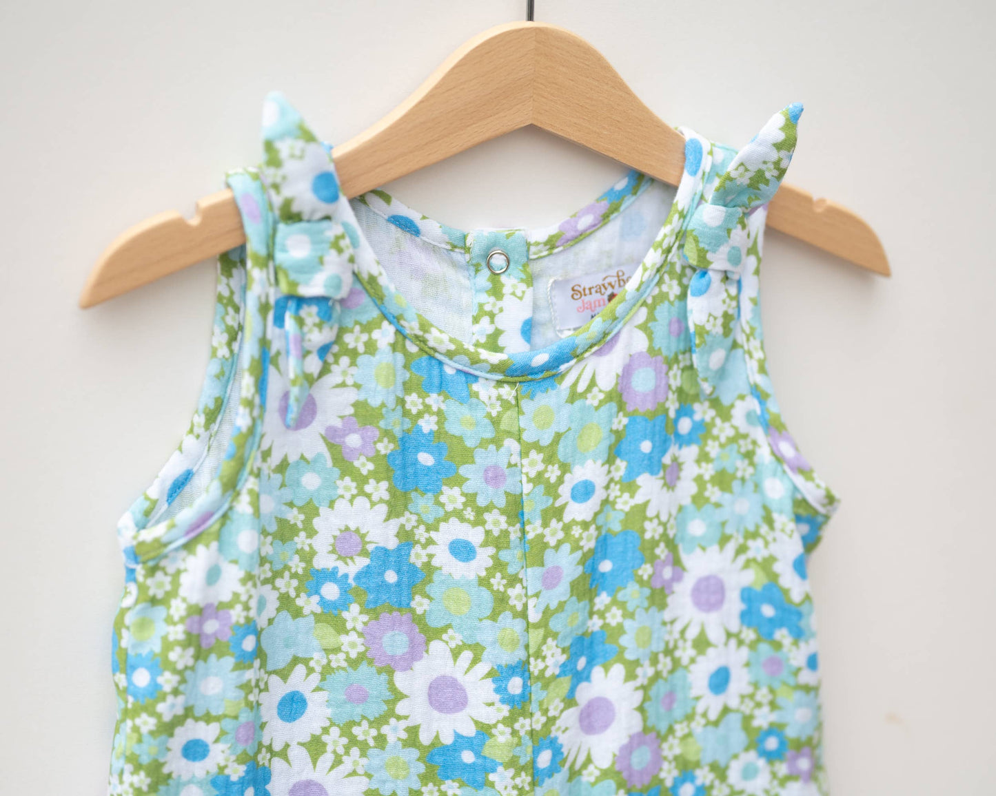 Blue & Green Flower Power Summer Romper Baby Toddler Girl