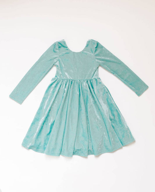 Gwendolyn Dress in Crushed Mint Velvet | girls | fall | wint