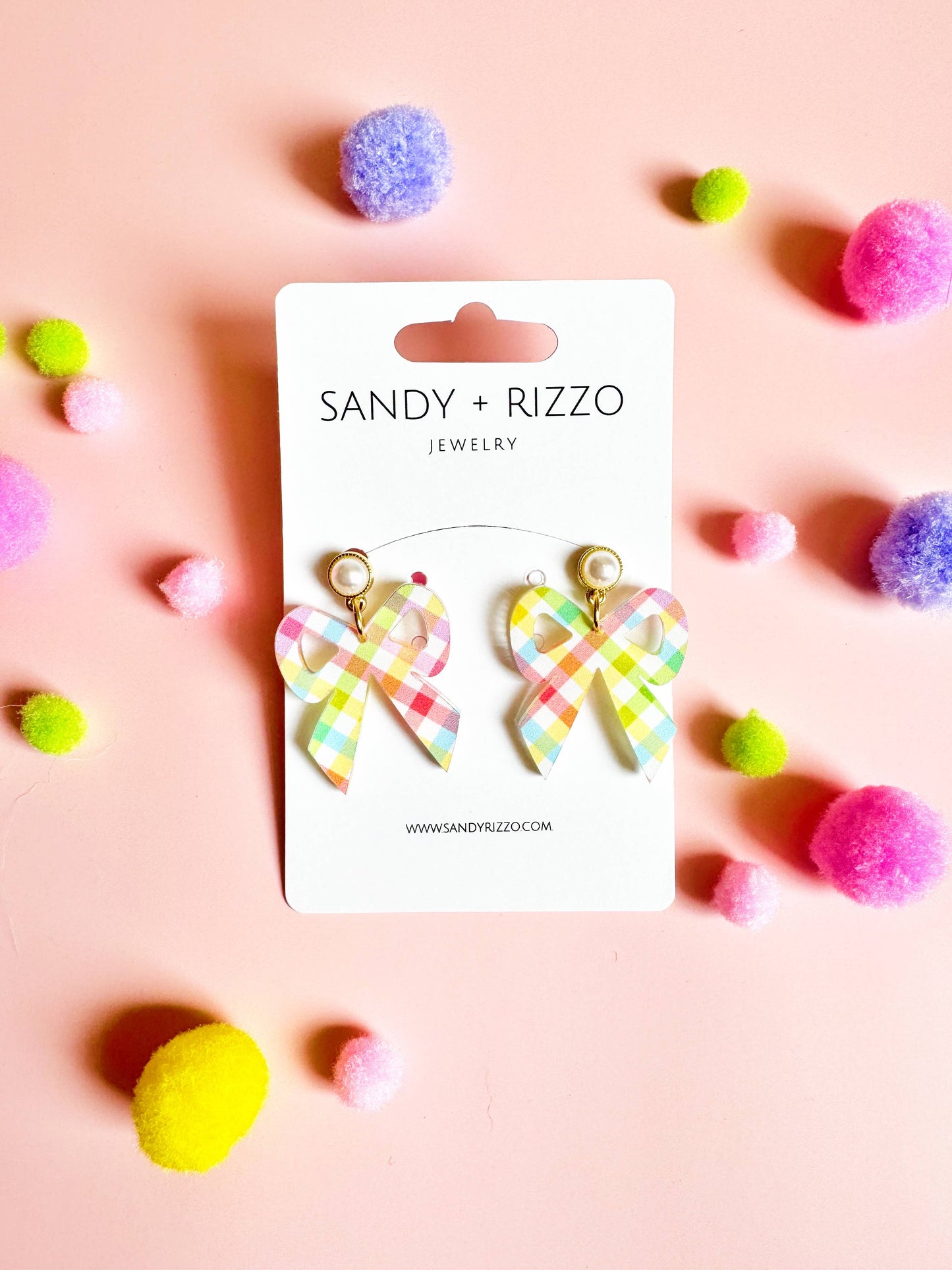 Small Rainbow Gingham Acrylic Bow