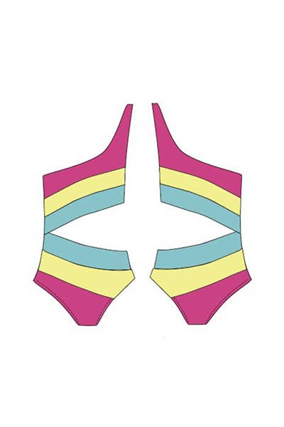 Kids One piece, one shoulder, side cut swimsuit